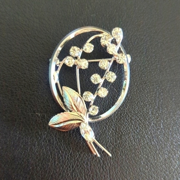 EUC Vintage Sterling Silver Pin Brooch Rhinestone Crystals - Picture 1 of 6